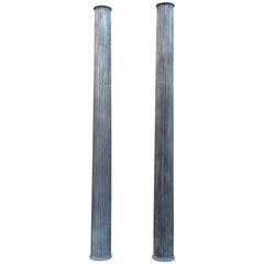 Pair of Architectural Gunmetal Steel Fluted Columns 9
