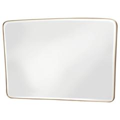 Large Tapered and Shaped Horizontal Brass Mirror, Italy , 1950s