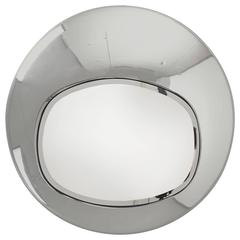 Spectacular Chromed Steel Futuristic Mirror France 1970s 12