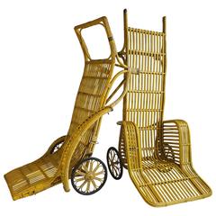 Paar ungewöhnliche Art-Déco-Sessel „Rickshaw“ aus geteiltem Schilf und Korbweide