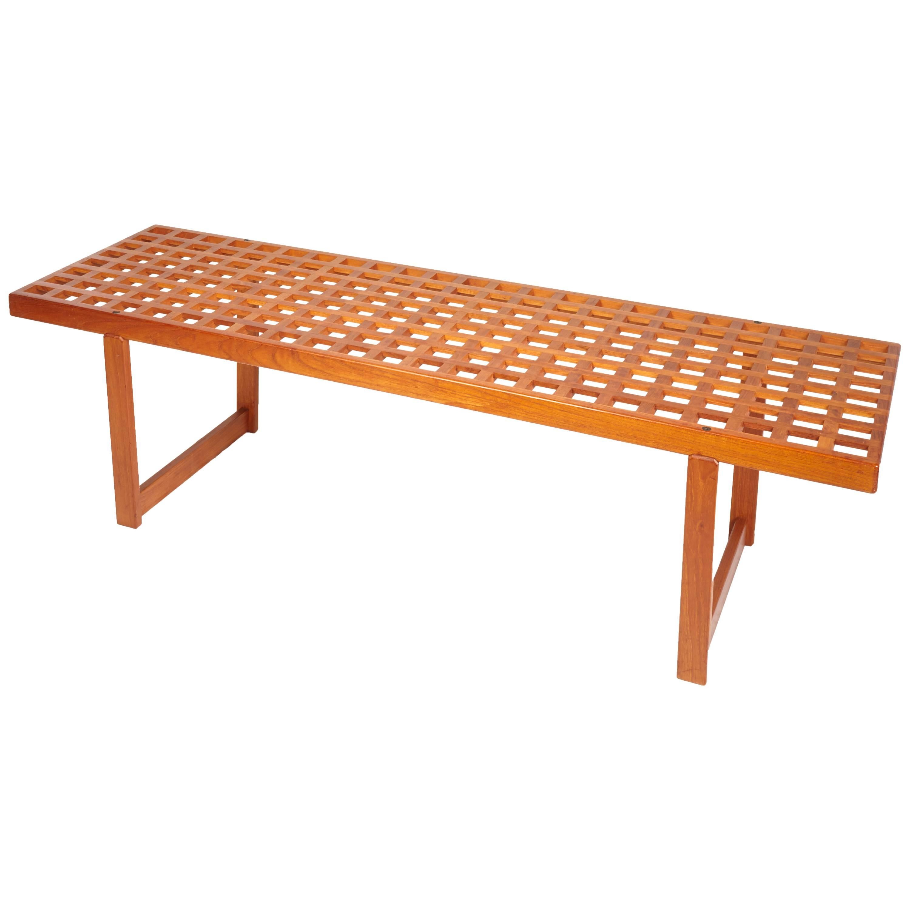 Mid-Century Modern Slat Teak Bench/Coffee Table by Lovig Nielsen, Denmark