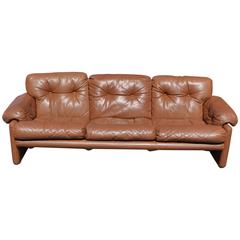 Vintage Tobia Scarpa for B&B Italia Coronado Leather Sofa