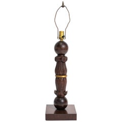 1940s Carved Wood Lamp