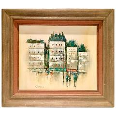 Mid-Century Original Oil Painting Of Paris By J. Gaston, Signed 9