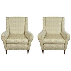 Pair of Mid-Century Modern Club Chairs Reupholstered in Kravet Fabric
