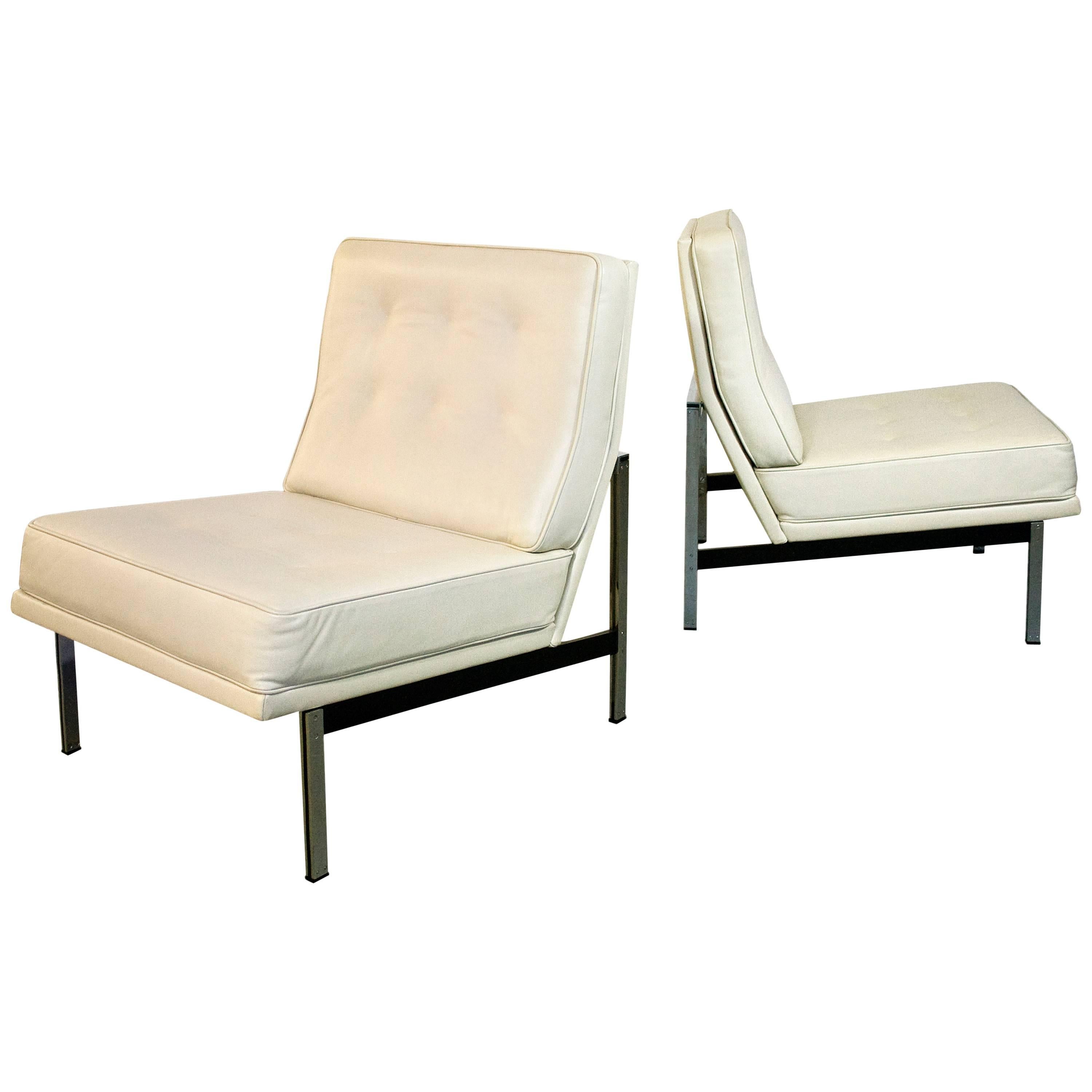 Pair of Florence Knoll "Parallel Bar" Lounge Chairs, circa 1950, USA