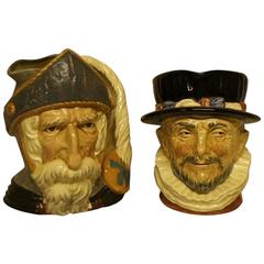 Vintage Two Royal Doulton Toby Character Jugs, Beefeaters & Don Quixote