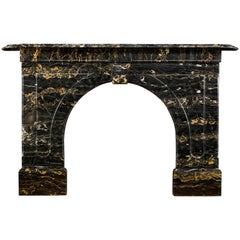 Victorian Portoro Marble Arched Antique Fireplace Mantel