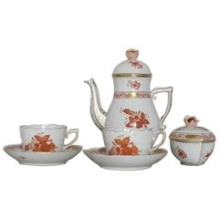 Herend, Hungary Coffee Set Consisting of a Coffeepot, a Sugar Bowl and Two Cups
