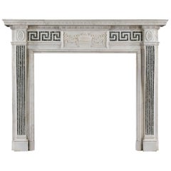 Edwardian Neo Classical Antique Marble Fireplace Mantel