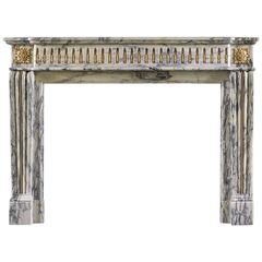 French Louis XVI Style Antique Fireplace in Elegantly Veined Arabescato Marble 2