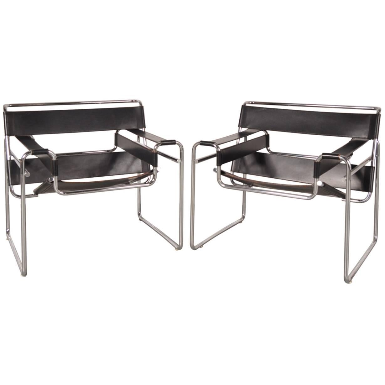 Set of Two "Wassily" Chairs by Marcel Breuer for Gavina, Italy, circa 1960