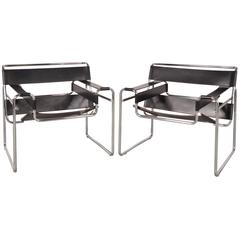 Vintage Set of Two "Wassily" Chairs by Marcel Breuer for Gavina, Italy, circa 1960
