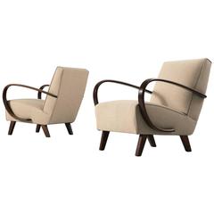 Jindrich Halabala Pair of Reupholstered Easy Chairs