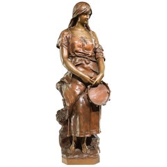 Attractive Bronze Figure of a Young Gypsy Maiden