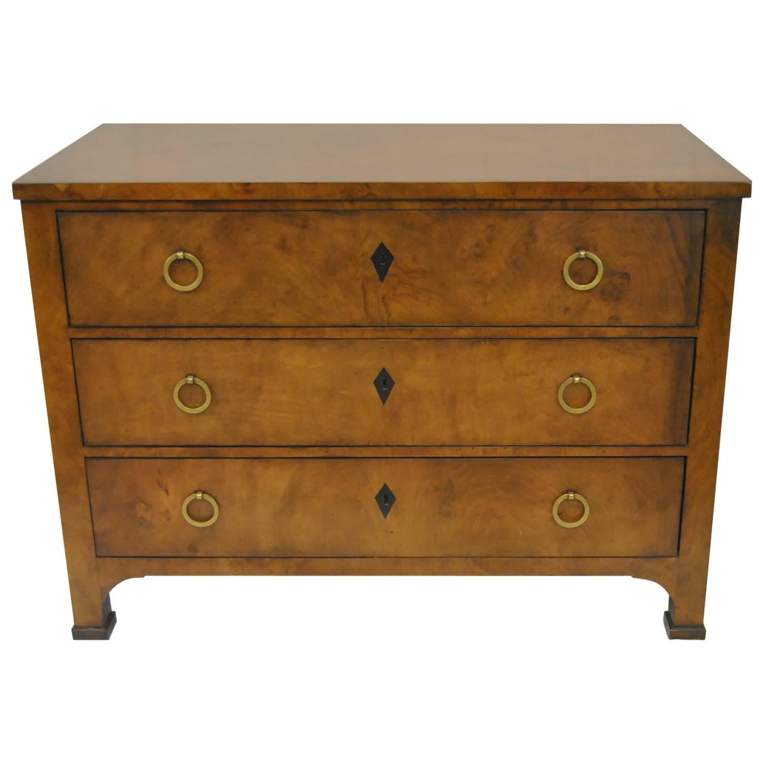 ThreeDrawer Burled Walnut Commode Chest by Modern History at 1stDibs