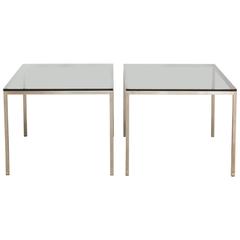 Pair of Mid-Century Chrome and Glass Side Tables by Knoll 5