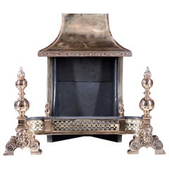 Large Bronze Hooded Victorian Antique Fire Grate