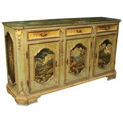 20th Century Italian Lacquered, Golden and Painted Sideboard