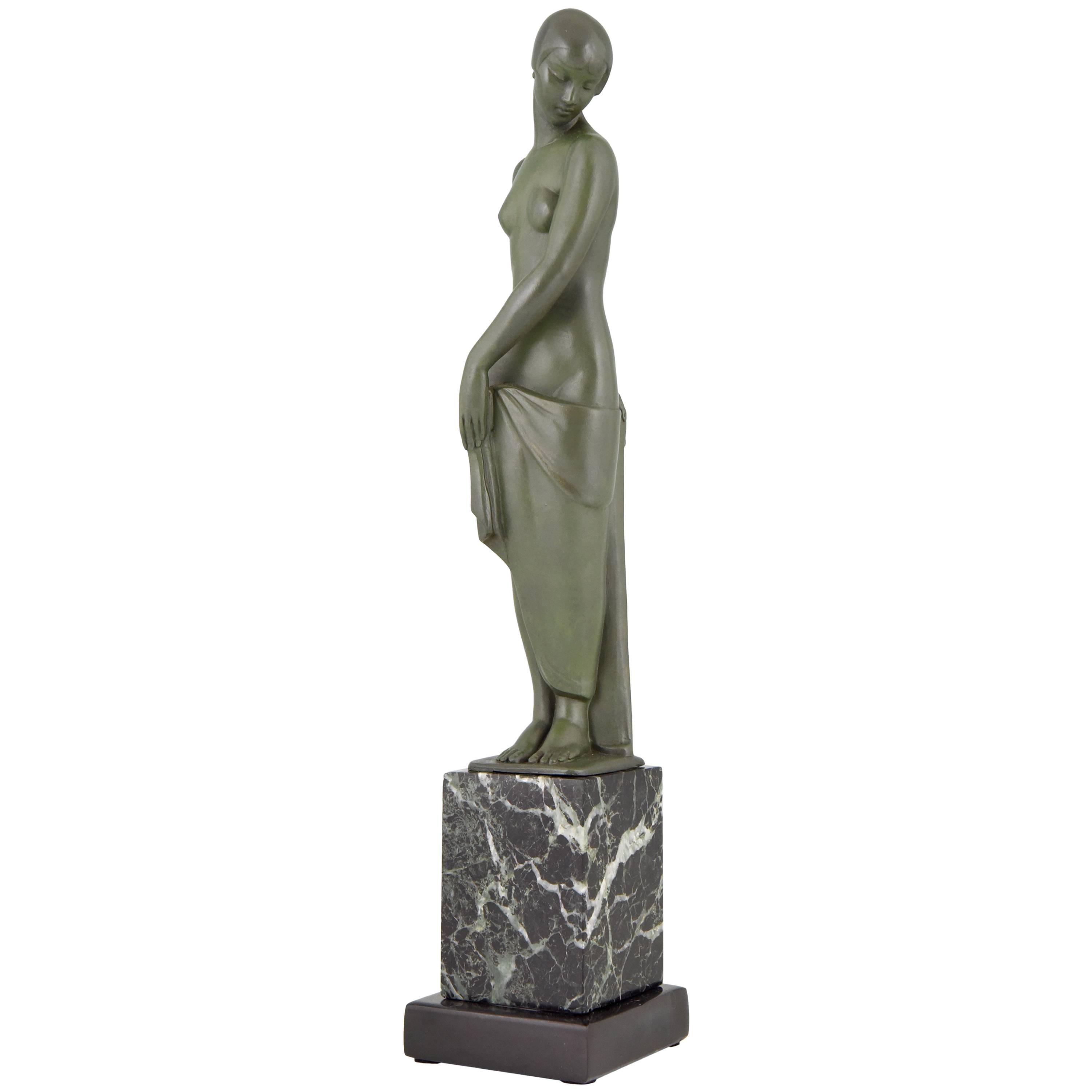 Art Deco Sculpture of a Standing Nude by Fayral, Pierre Le Faguays, 1930 france