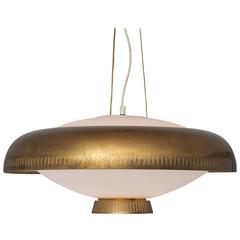 Hans Bergström Pendant in Opaline Glass and Brass for ASEA