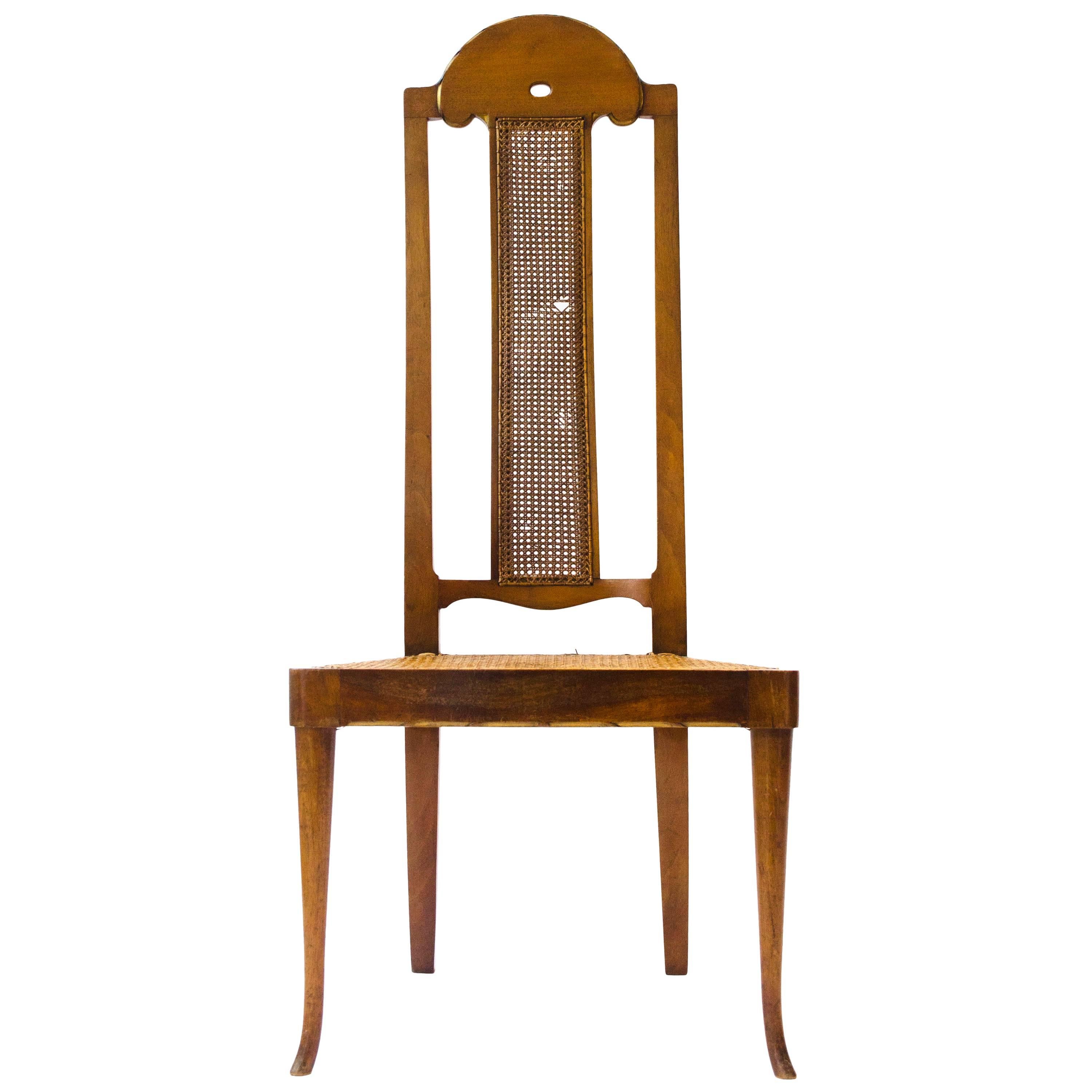 George Walton. A Rare Arts & Crafts Philippines Cane Chair with Serpentine Back For Sale