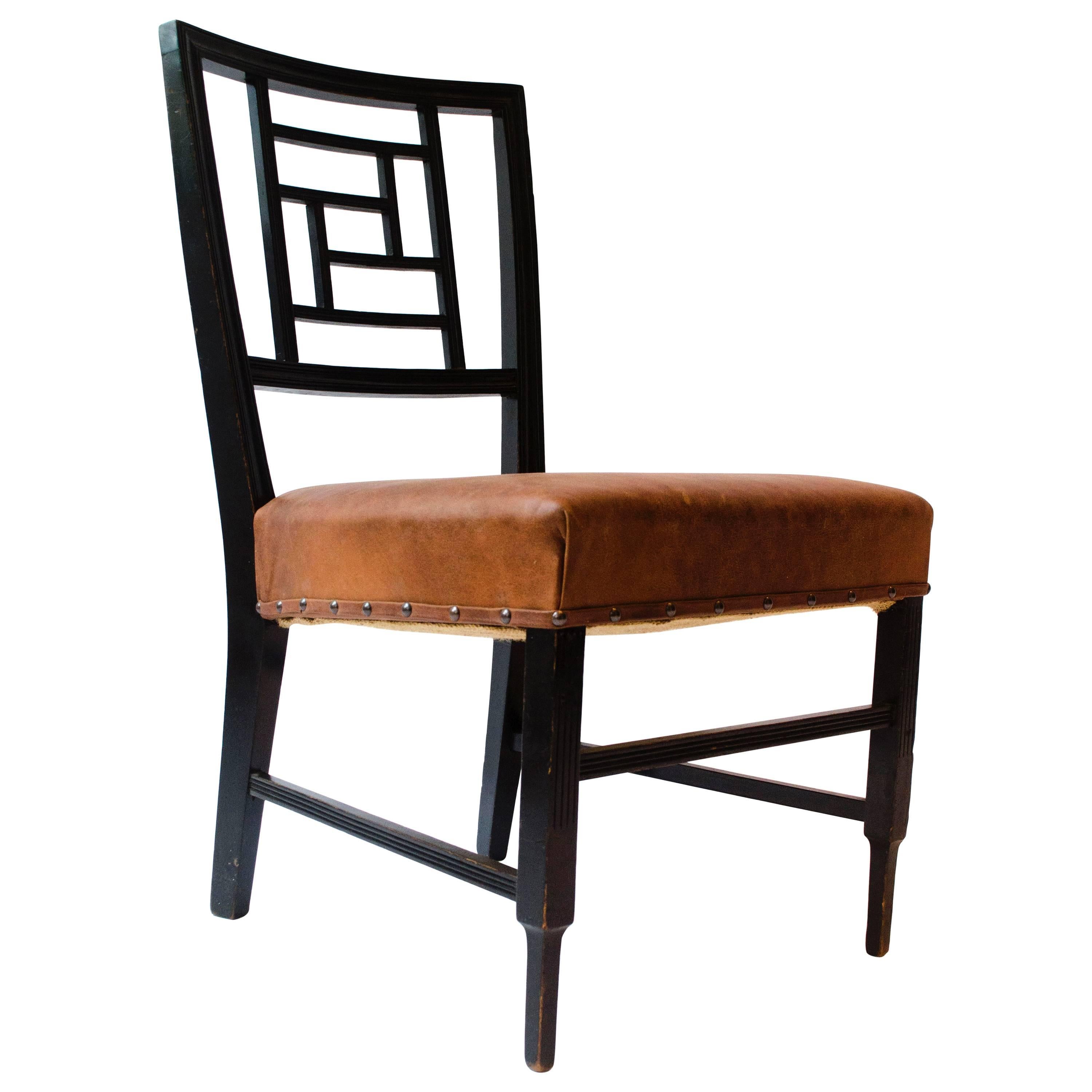 E W Godwin. Anglo-japanischer ebonisierter Beistellstuhl, wahrscheinlich von William Watt gefertigt