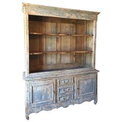 19th Century French Vaisselier or Cabinet/Bookcase of Painted Wood