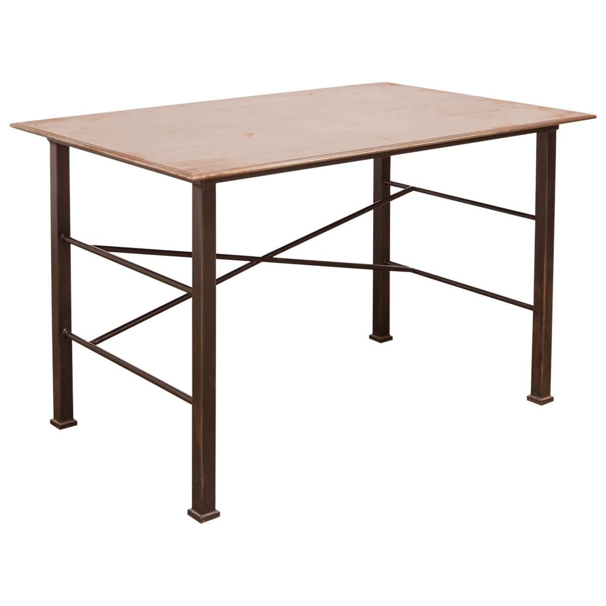 1940 Vintage Industrial Steel Top Work Table For Sale at 1stDibs work