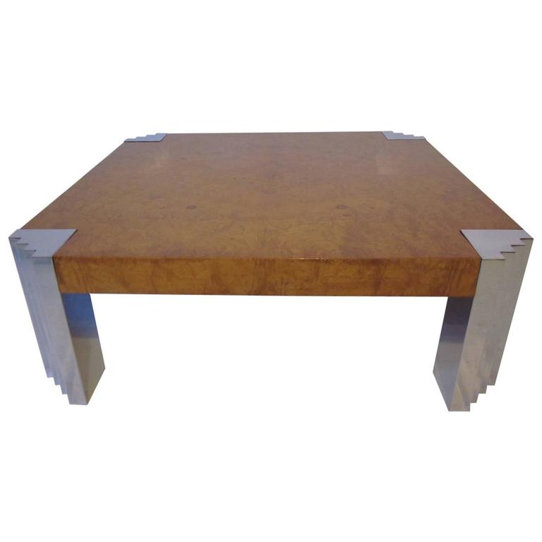 Milo Baughman Burl Wood Coffee Table At 1stdibs
