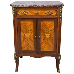 Inlaid Louis XV Style Small Double Door Marquetry Cabinet