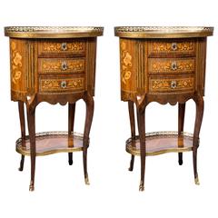 Pair of Galleried Marquetry Side Tables