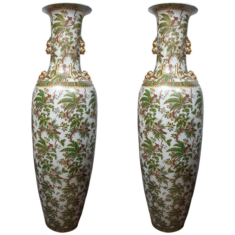 Monumental Pair of Porcelain Vases For Sale at 1stdibs
