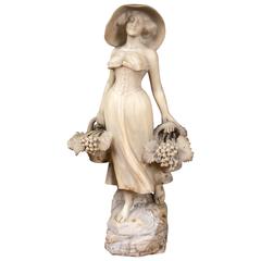 Antique Victorian Marble Figure of a Grape Harvester
