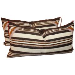 Pair of Fantastic Geometric Navajo Saddle Blanket Pillows