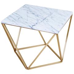 Dusk Side and Accent Table in Honed White Marble and Brushed Brass 8