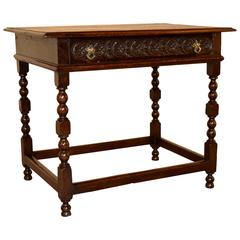 18th Century English Oak Side Table with Single Drawer