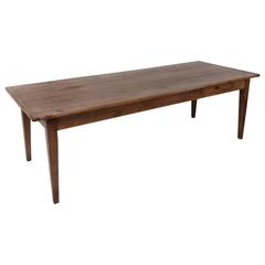 Antique French Hand Pegged Oak and Elm Farm Table from Le Perche