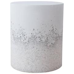 Hand Made White Opal and White Plaster Drum, Side table by Samuel Amoia 4