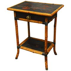 Two-Tier English Scorched Bamboo Chinoiserie Table