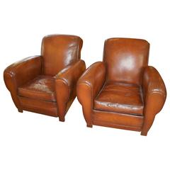 Pair of French Leather Chairs