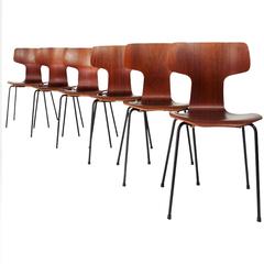 Set of Six Arne Jacobsen 3103 Teak Chairs for Fritz Hansen