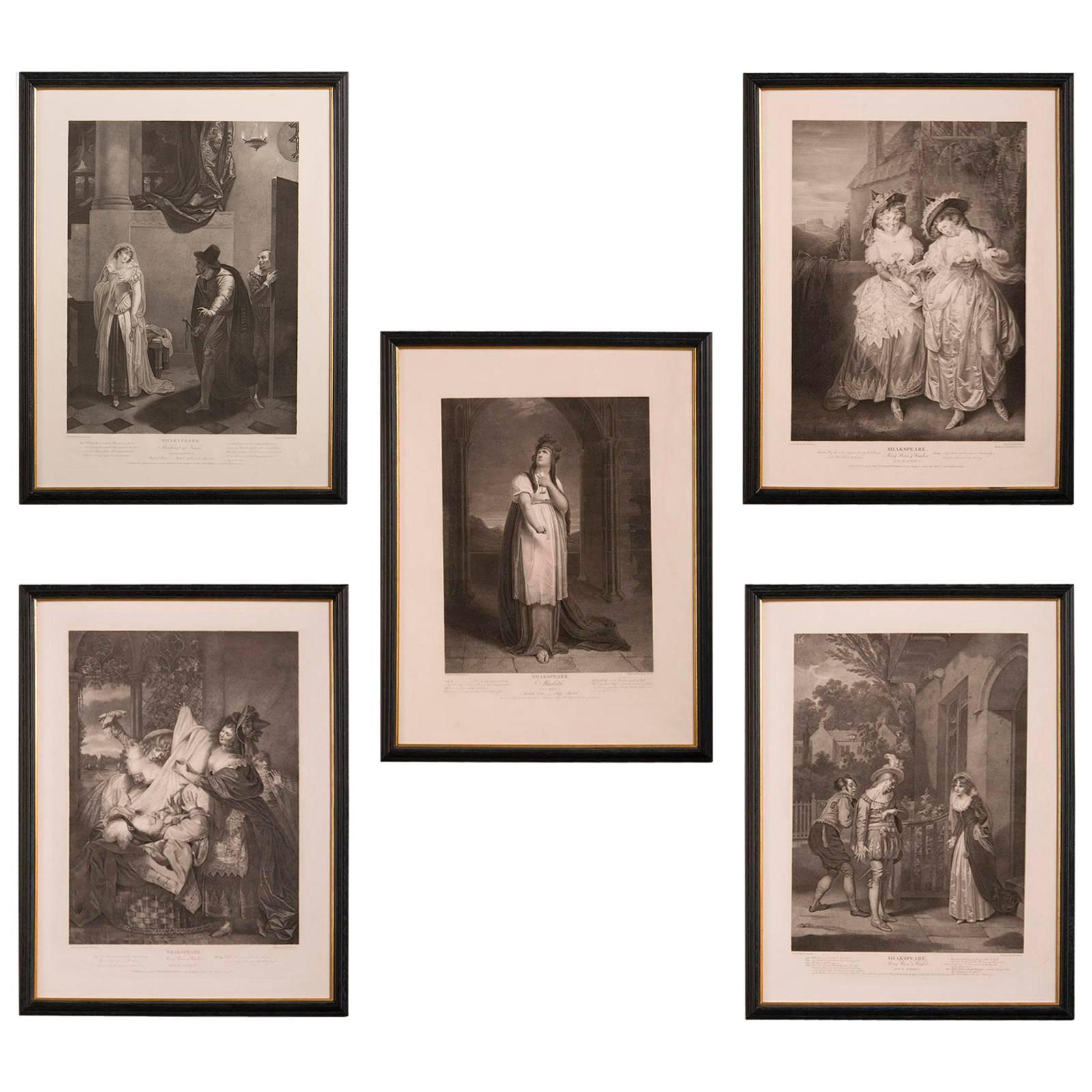 Set of Five Antique Engravings of Shakespeare's Plays, England, 1803