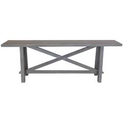 Custom Reclaimed Wood Console with X-Stretcher 7