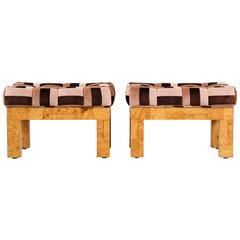 Paul Evans Pair of Upholstered Stools 2