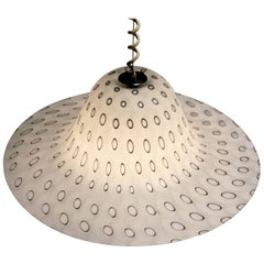 Peill & Putzler Tempered Texturized Matte Glass Chandelier, 1960s, Germany