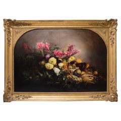 Still Life Flowers Oil on Original Canvas by H.A. Bonnefoy French Painter