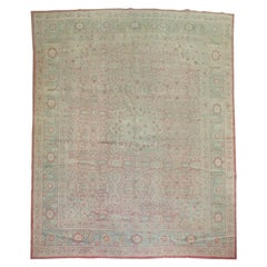 Antique Zabihi Collection Fine Pink Mint Green Indian Amritsar  Rug