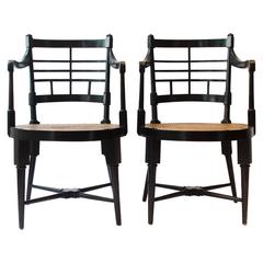 E W Godwin English/Jacobean Ebonized Curved Elbow Chair 7