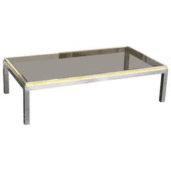 Original Signed Brass Coffee Table Flaminia by Willy Rizzo, Italy, circa 1970